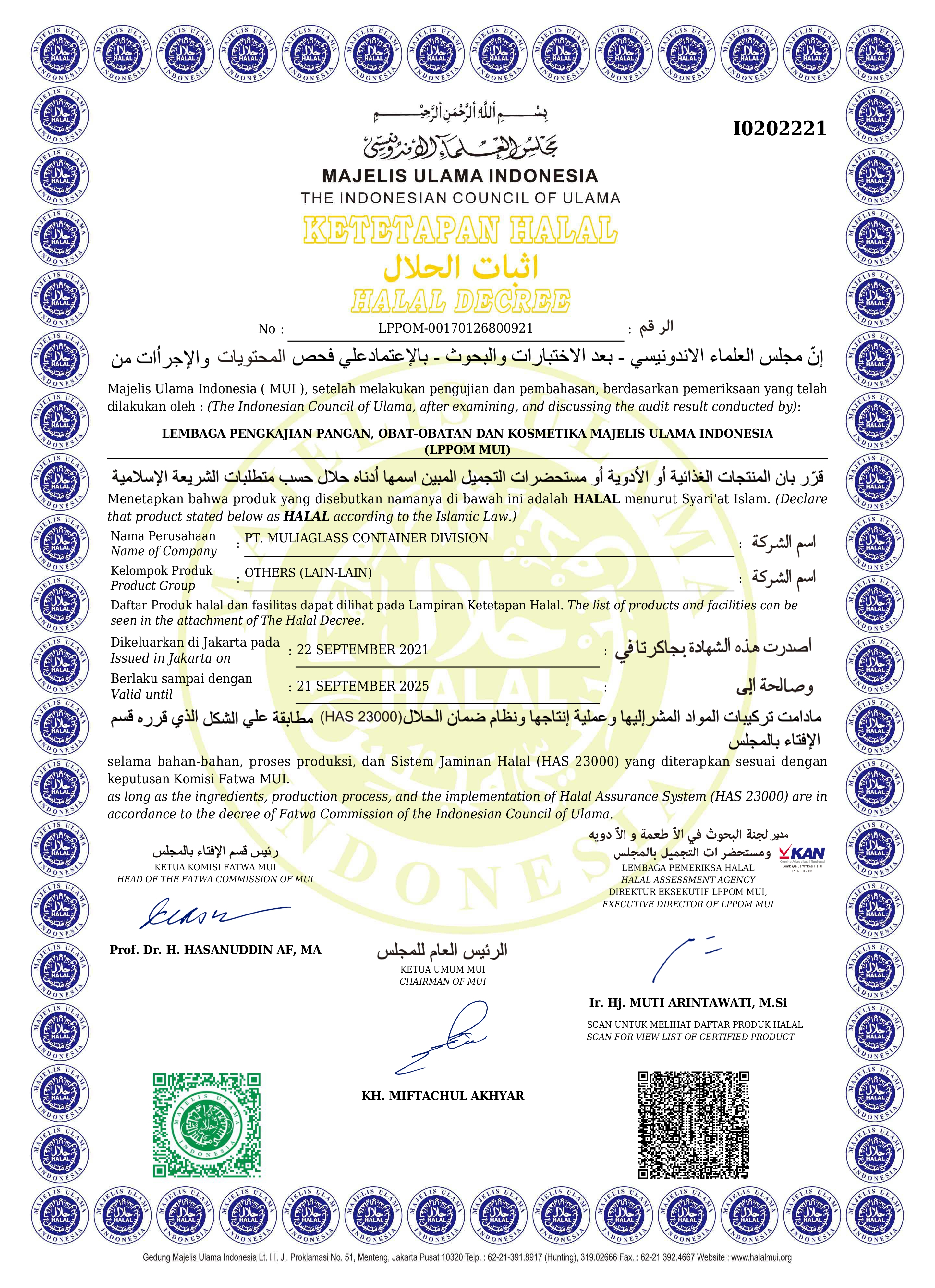 Halal Decree by Majelis Ulama Indonesia